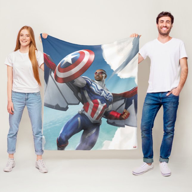Avengers | Captain America Sam Wilson Flying Fleece Blanket (In Situ)