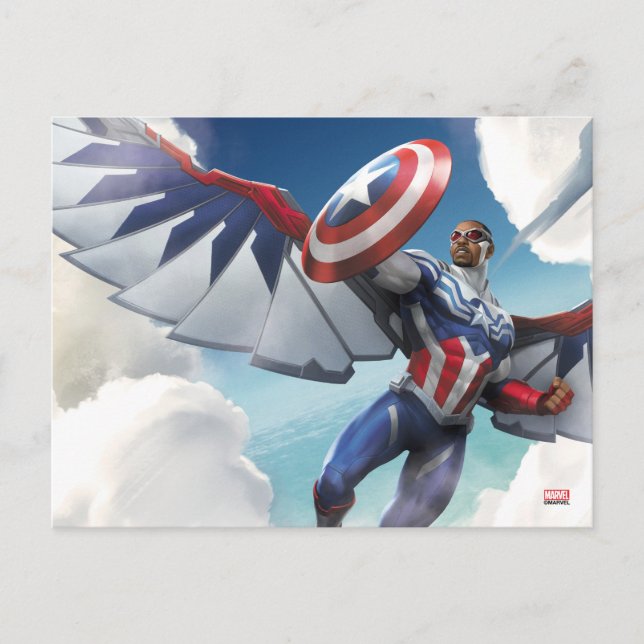 Avengers | Captain America Sam Wilson Flying Postcard (Front)