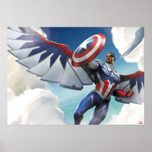 Avengers   Captain America Sam Wilson Flying Poster