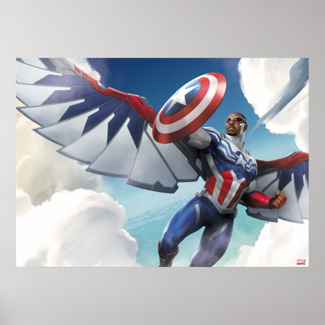 Avengers | Captain America Sam Wilson Flying Poster (Front)