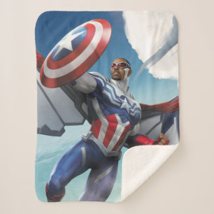 Avengers   Captain America Sam Wilson Flying Sherpa Blanket