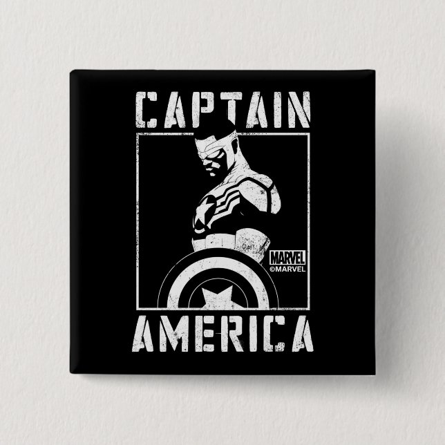 Avengers | Captain America Sam Wilson Stencil Art Button (Front)