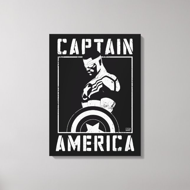 Avengers | Captain America Sam Wilson Stencil Art Canvas Print (Front)