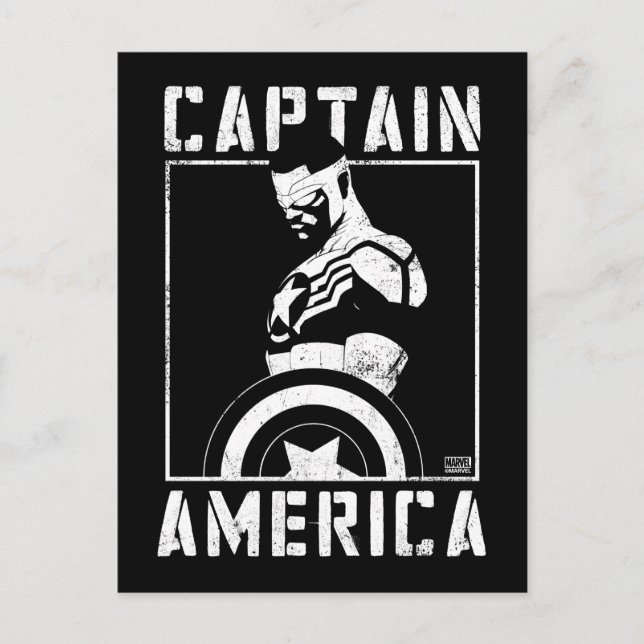 Avengers | Captain America Sam Wilson Stencil Art Postcard (Front)