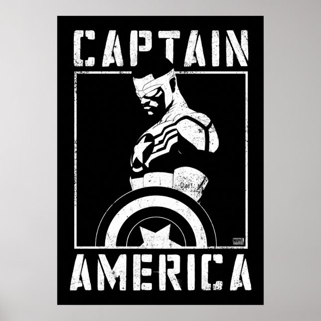 Avengers | Captain America Sam Wilson Stencil Art Poster (Front)
