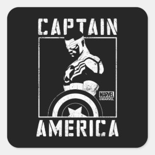 Avengers Captain America Sam Wilson Stencil Art Square Sticker