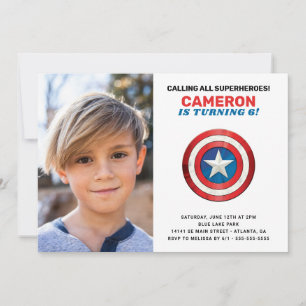 Avengers Captain America Shield Birthday Invitation