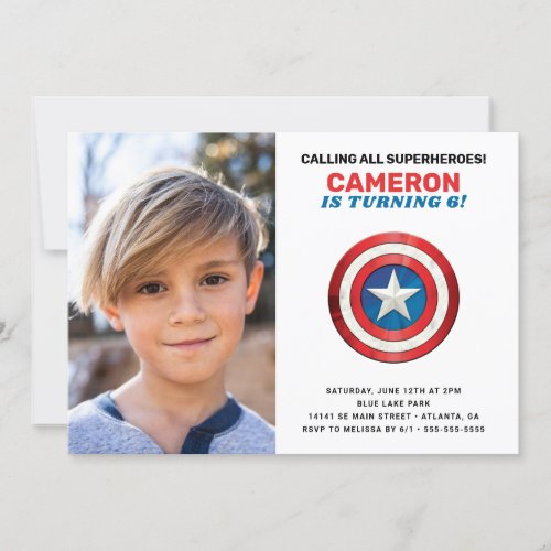 Avengers Captain America Shield Birthday Invitation