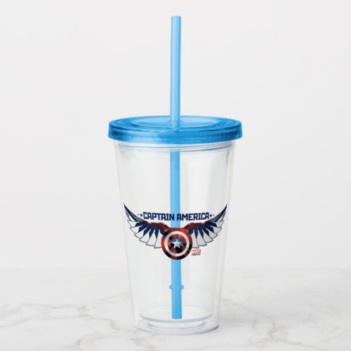 Avengers  Captain America Shield With Wings Acrylic Tumbler