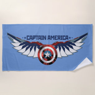 Avengers Captain America Shield With Wings Beach Towel