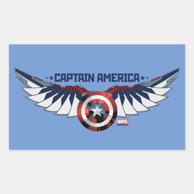 Avengers | Captain America Shield With Wings Rectangular Sticker (Front)