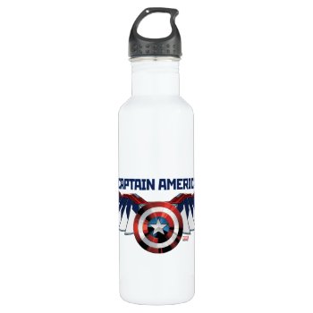 Avengers | Captain America Shield With Wings Stainless Steel Water Bottle by avengersclassics at Zazzle