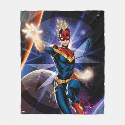 Avengers  Captain Marel Flying Through Space Fleece Blanket