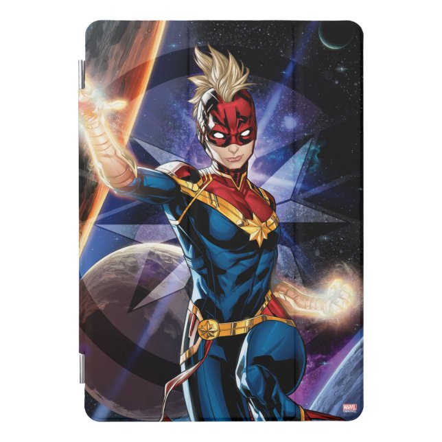 Avengers | Captain Marel Flying Through Space iPad Pro Cover (Front)