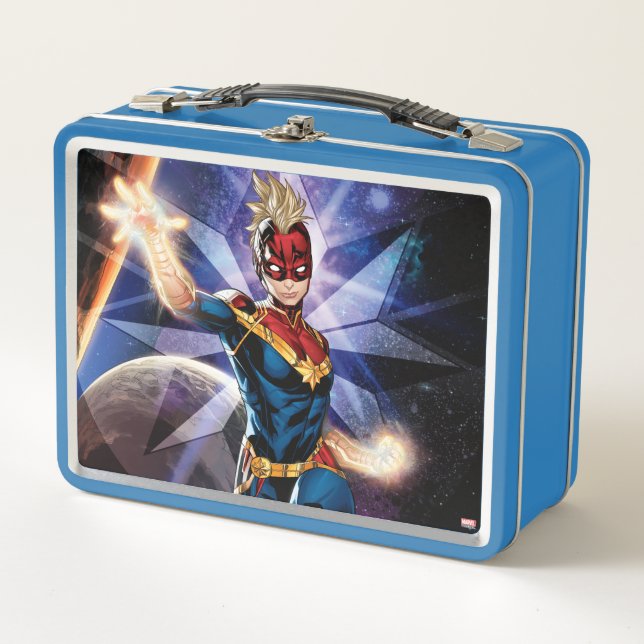 Avengers | Captain Marel Flying Through Space Metal Lunch Box (Front)