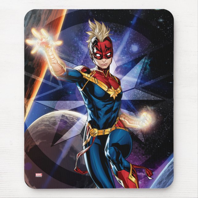 Avengers | Captain Marel Flying Through Space Mouse Pad (Front)