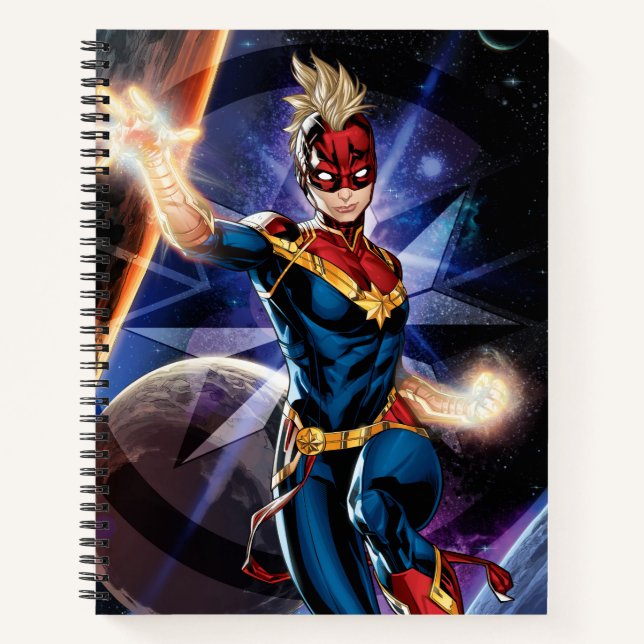 Avengers | Captain Marel Flying Through Space Notebook (Front)