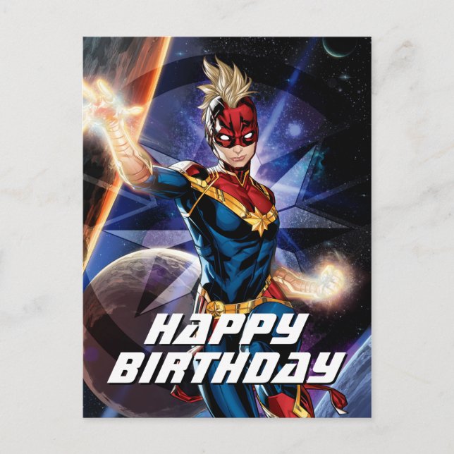Avengers | Captain Marel Flying Through Space Postcard (Front)