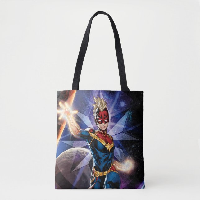 Avengers | Captain Marel Flying Through Space Tote Bag (Front)