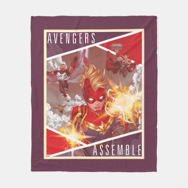 Avengers | Captain Marvel & Avengers Assembled Fleece Blanket (Front)