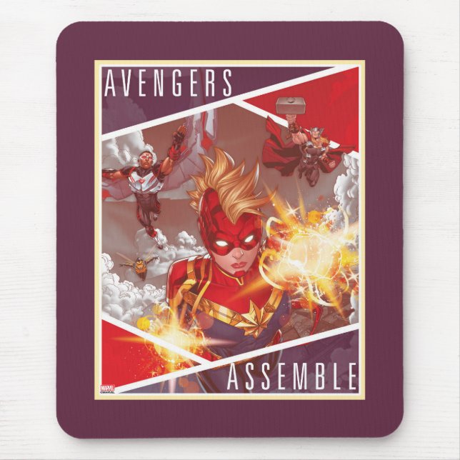 Avengers | Captain Marvel & Avengers Assembled Mouse Pad (Front)