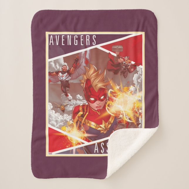 Avengers | Captain Marvel & Avengers Assembled Sherpa Blanket (Front)