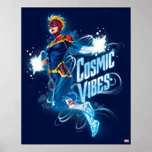 Avengers Captain Marvel Blue Cosmic Vibes Poster