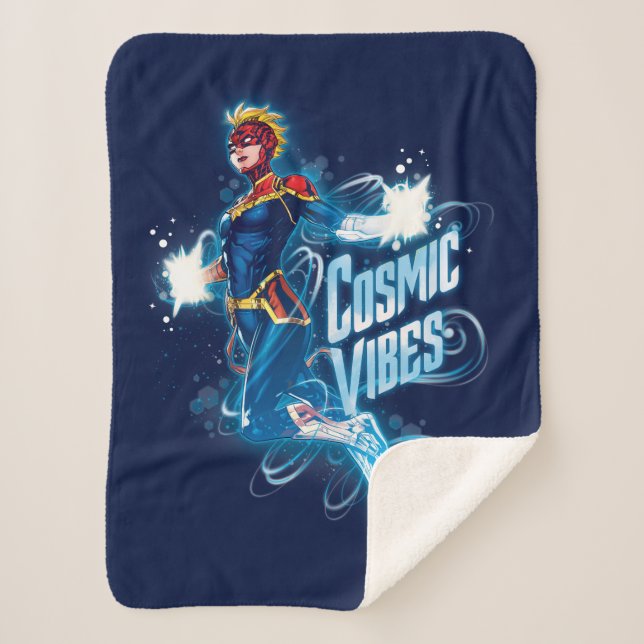 Avengers | Captain Marvel Blue Cosmic Vibes Sherpa Blanket (Front)