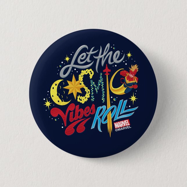 Avengers | Captain Marvel Cosmic Vibes Typography Button (Front)