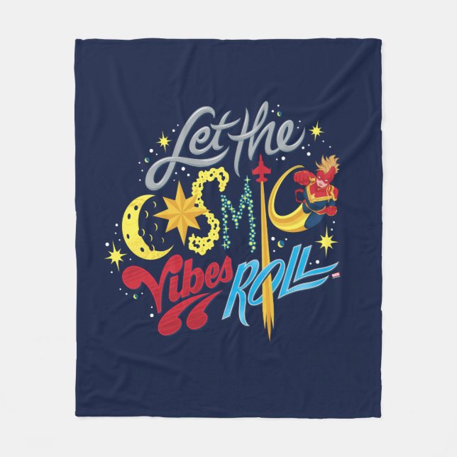 Avengers | Captain Marvel Cosmic Vibes Typography Fleece Blanket (Front)
