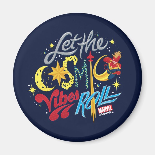 Avengers | Captain Marvel Cosmic Vibes Typography Magnet (Front)