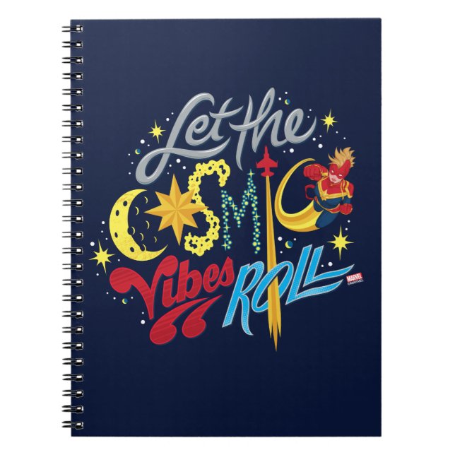 Avengers | Captain Marvel Cosmic Vibes Typography Notebook (Front)