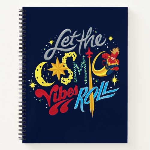 Avengers  Captain Marvel Cosmic Vibes Typography Notebook