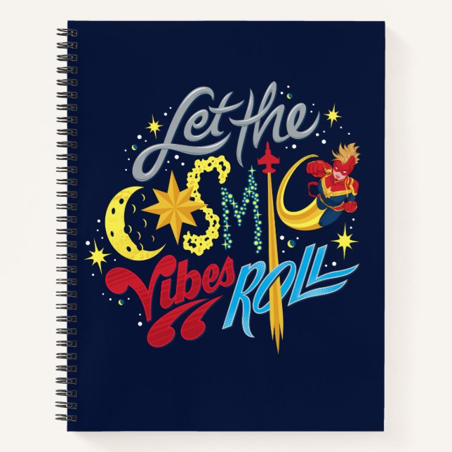 Avengers | Captain Marvel Cosmic Vibes Typography Notebook (Front)