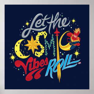 Avengers Captain Marvel Cosmic Vibes Typography Poster
