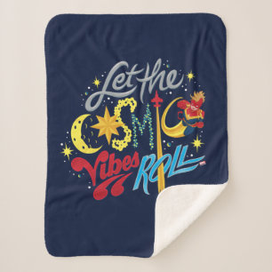 Avengers   Captain Marvel Cosmic Vibes Typography Sherpa Blanket