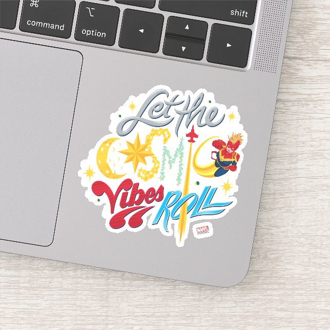 Avengers | Captain Marvel Cosmic Vibes Typography Sticker (Detail)