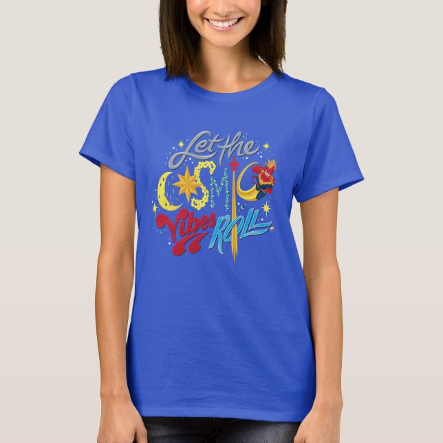 Avengers | Captain Marvel Cosmic Vibes Typography T-Shirt (Front)