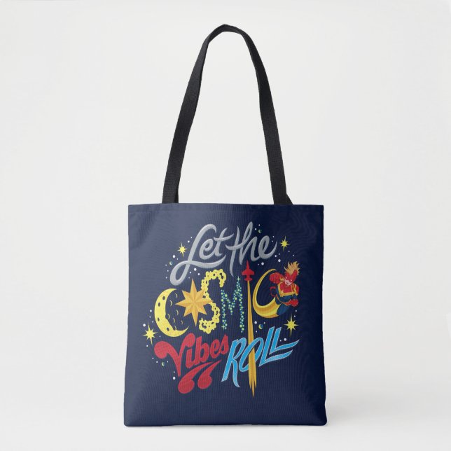Avengers | Captain Marvel Cosmic Vibes Typography Tote Bag (Front)