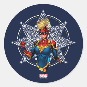 Avengers   Captain Marvel Hala Starlight Classic Round Sticker