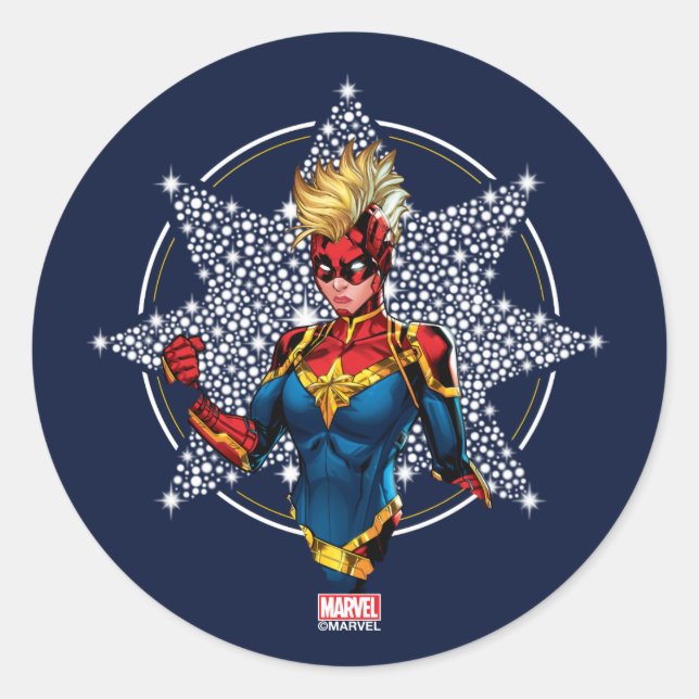 Avengers | Captain Marvel Hala Starlight Classic Round Sticker (Front)