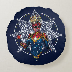 Avengers   Captain Marvel Hala Starlight Round Pillow