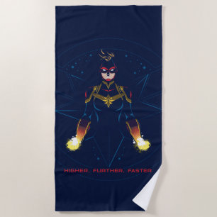 Avengers Captain Marvel Reflected Light Line Art Beach Towel
