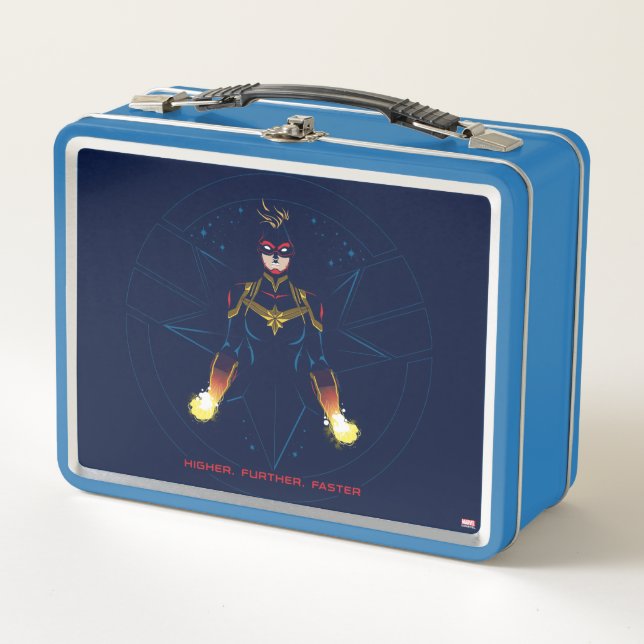 Avengers | Captain Marvel Reflected Light Line Art Metal Lunch Box (Front)
