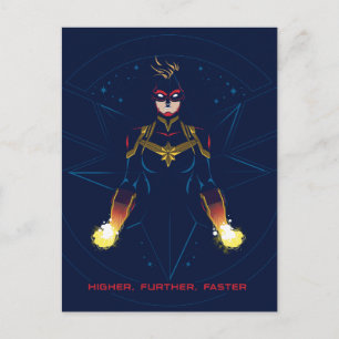 Avengers Captain Marvel Reflected Light Line Art Postcard