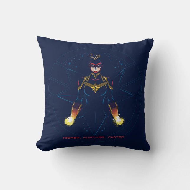Avengers | Captain Marvel Reflected Light Line Art Throw Pillow (Front)