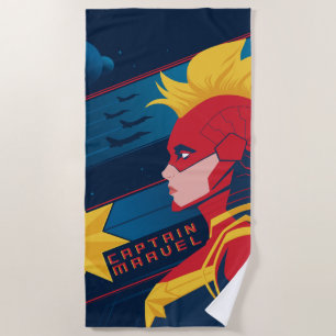 Avengers Captian Marvel Outer Space Profile Art Beach Towel