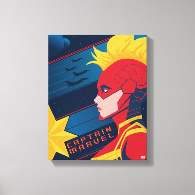 Avengers | Captian Marvel Outer Space Profile Art Canvas Print (Front)
