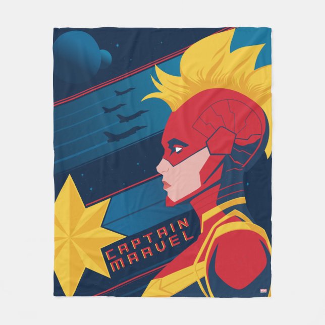 Avengers | Captian Marvel Outer Space Profile Art Fleece Blanket (Front)