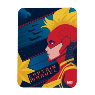 Avengers Captian Marvel Outer Space Profile Art Magnet